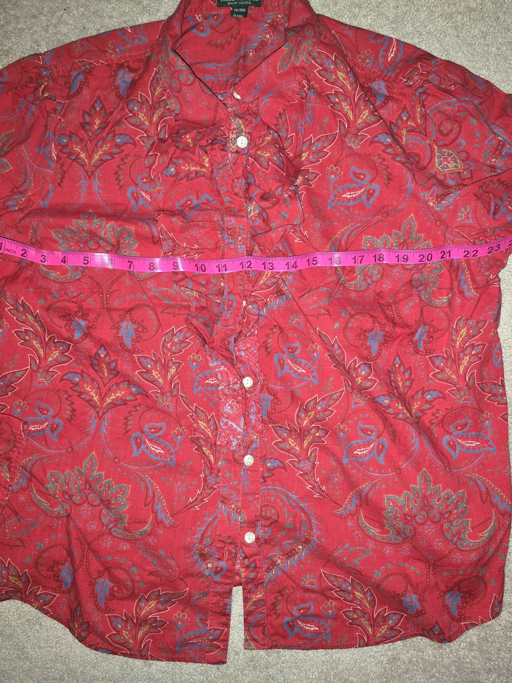 Ralph Lauren Red Paisley Button-Down Shirt Womens 2X - Picture 3 of 7